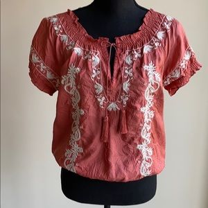Joie silk boho-chic rust colored top